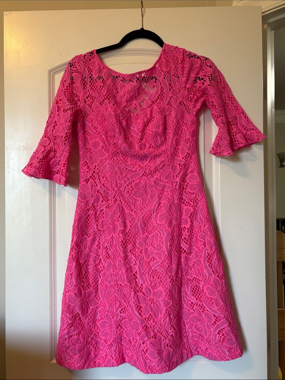 Lilly Pulitzer Hot Pink Lace Midi Dress